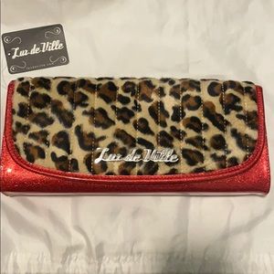Lux De Ville Clutch Glitter Red & Leopard Print
